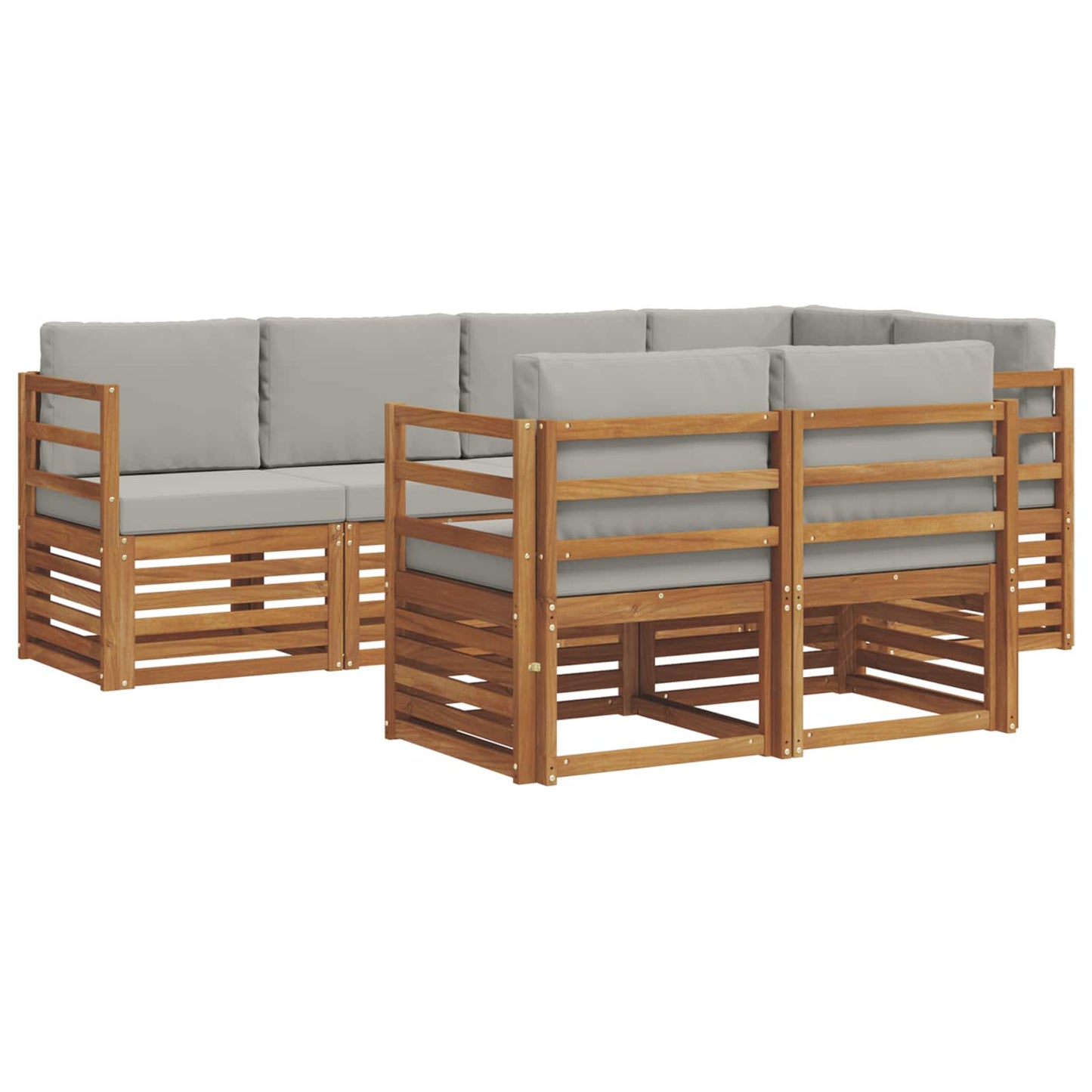 Set divano sezionale con cuscino 7 pcs Grigio Naturale e Chiaro | homemem39