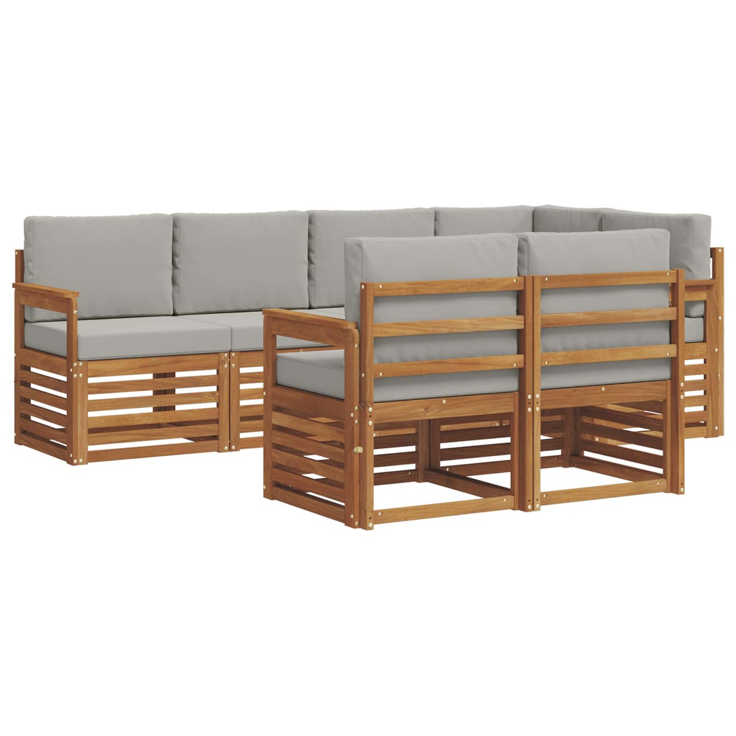 Set divano sezionale con cuscino 7 pcs Grigio Naturale e Chiaro | homemem39