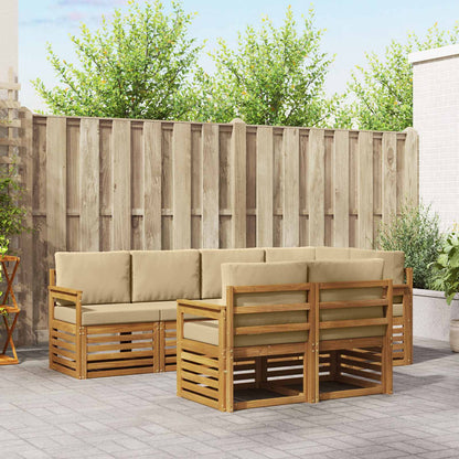 Set divano sezionale con cuscino 7 pcs Naturale e Beige