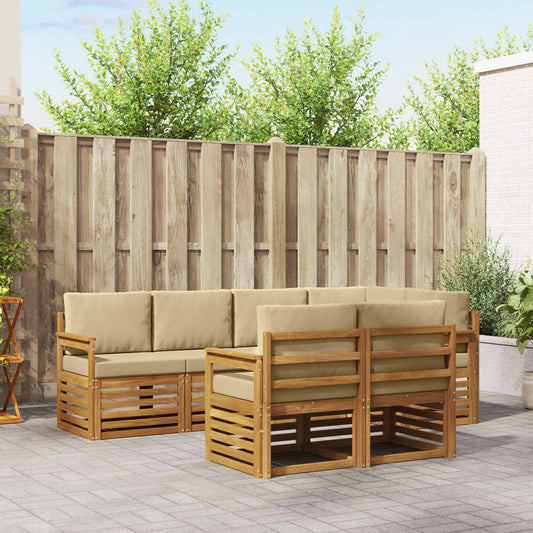 Set divano sezionale con cuscino 7 pcs Naturale e Beige