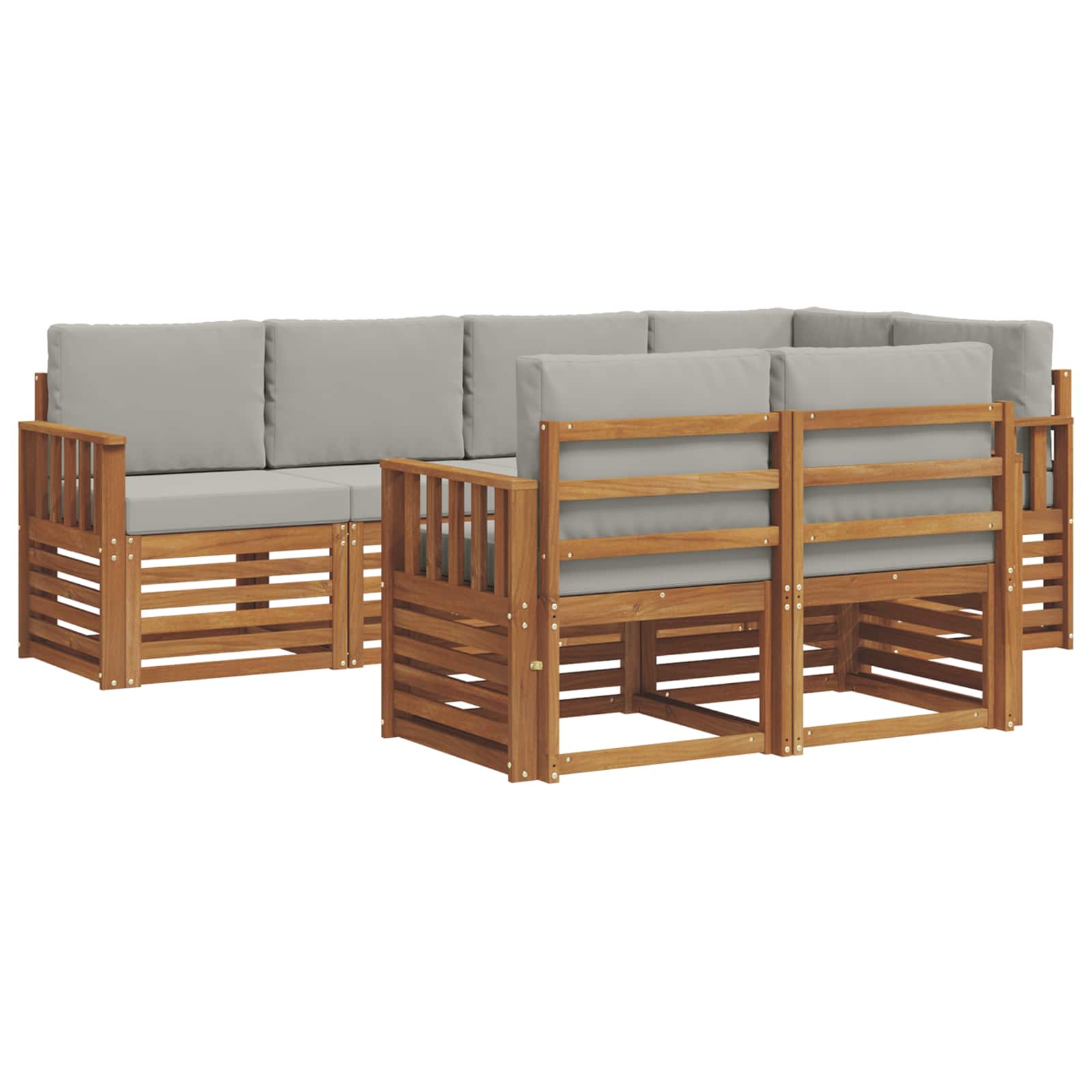 Set divano sezionale con cuscino 7 pcs Grigio Naturale e Chiaro | homemem39