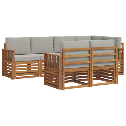 Set divano sezionale con cuscino 7 pcs Grigio Naturale e Chiaro