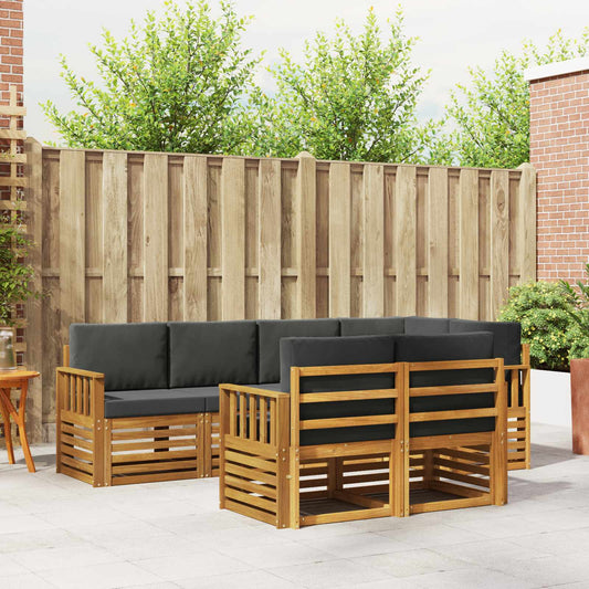Set divano sezionale con cuscino 7 pcs Naturale e Antracite | homemem39