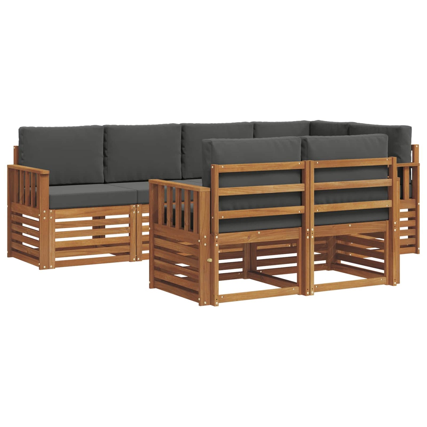 Set divano sezionale con cuscino 7 pcs Naturale e Antracite | homemem39