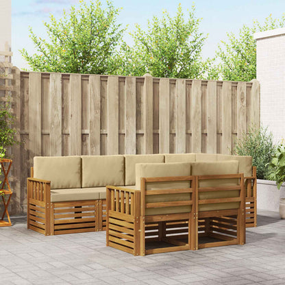 Set divano sezionale con cuscino 7 pcs Naturale e Beige | homemem39