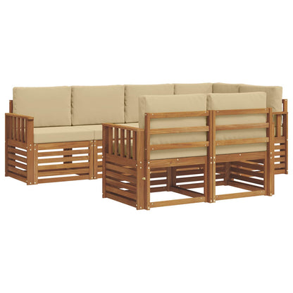 Set divano sezionale con cuscino 7 pcs Naturale e Beige | homemem39