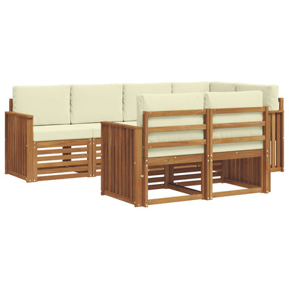Set divano sezionale con cuscino 7 pcs Naturale e Crema