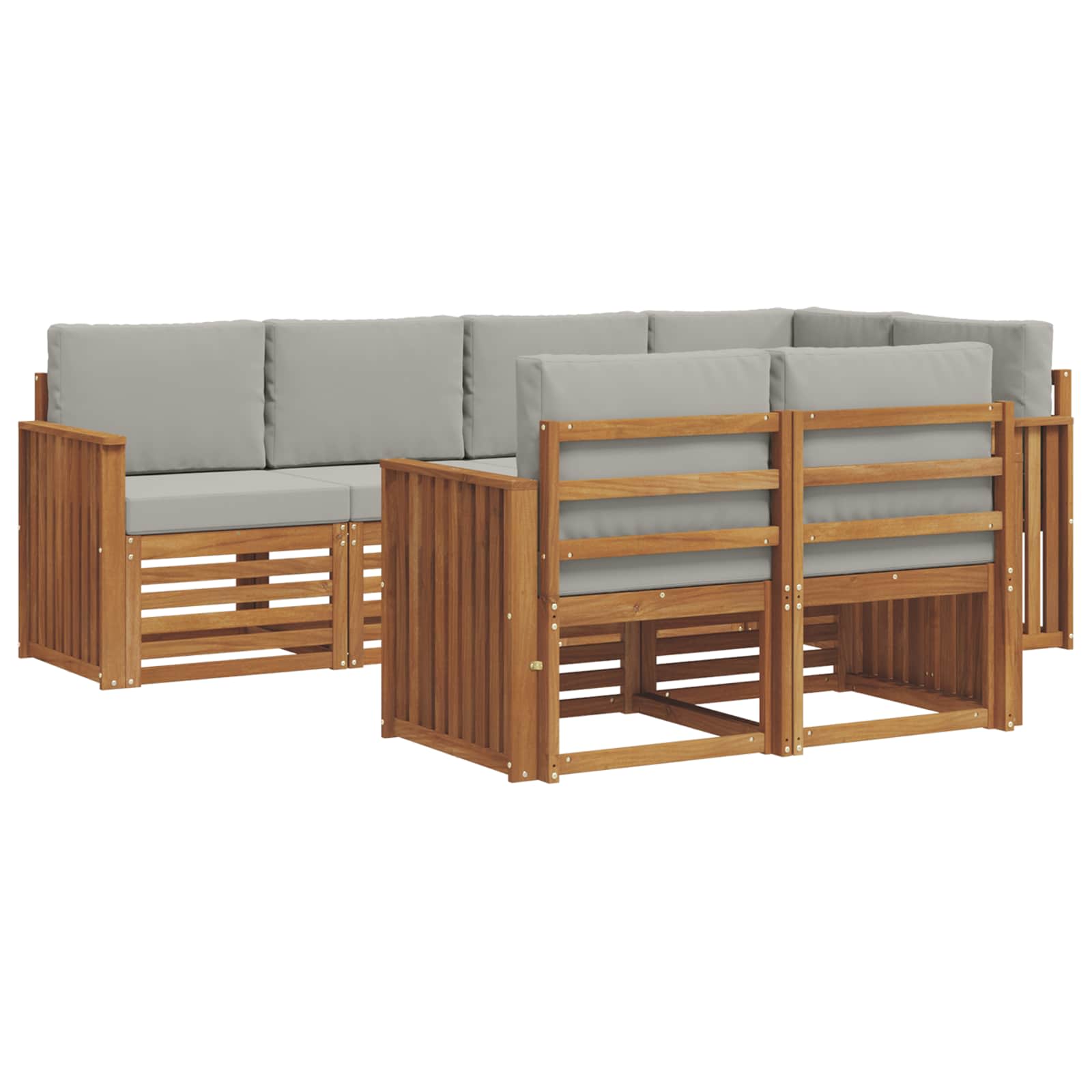 Set divano sezionale con cuscino 7 pcs Grigio Naturale e Chiaro | homemem39