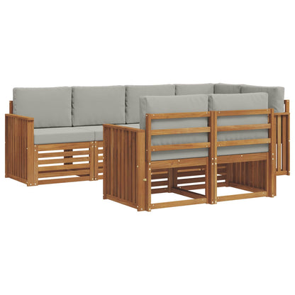 Set divano sezionale con cuscino 7 pcs Grigio Naturale e Chiaro | homemem39