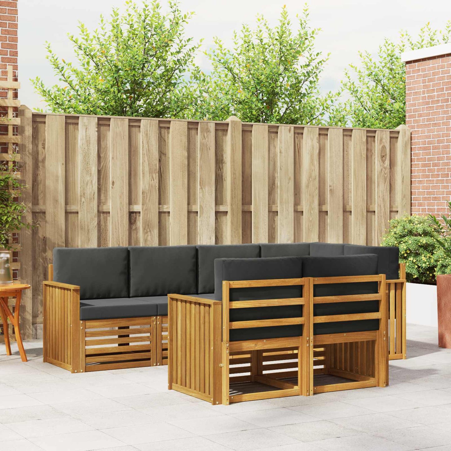 Set divano sezionale con cuscino 7 pcs Naturale e Antracite