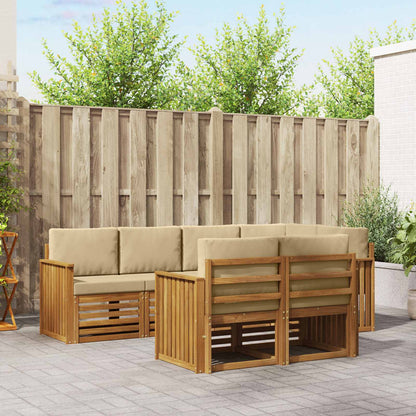 Set divano sezionale con cuscino 7 pcs Naturale e Beige