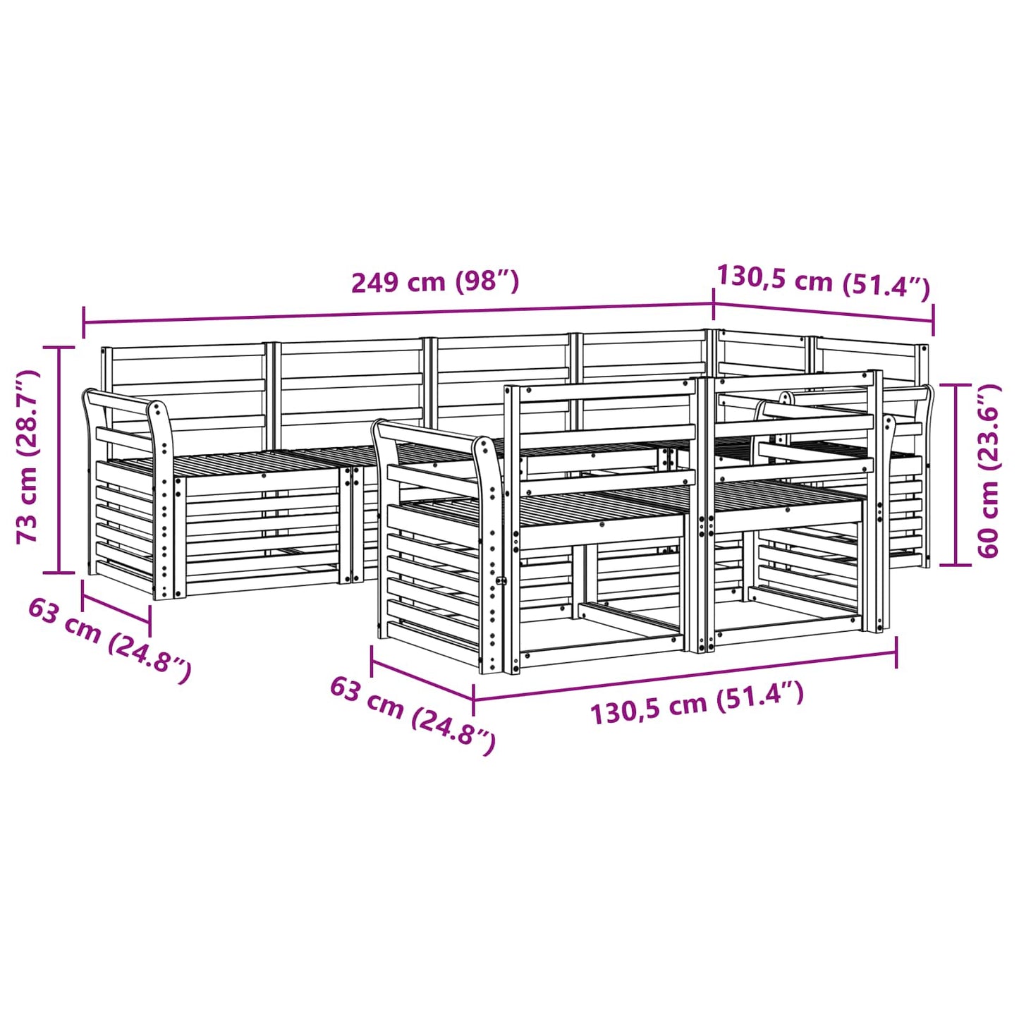 Set divano sezionale 7 pcs Naturale | homemem39