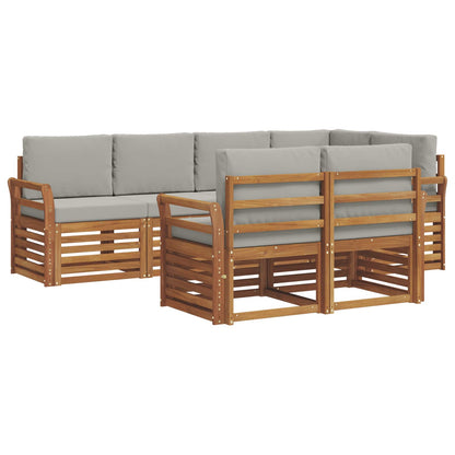 Set divano sezionale con cuscino 7 pcs Grigio Naturale e Chiaro | homemem39