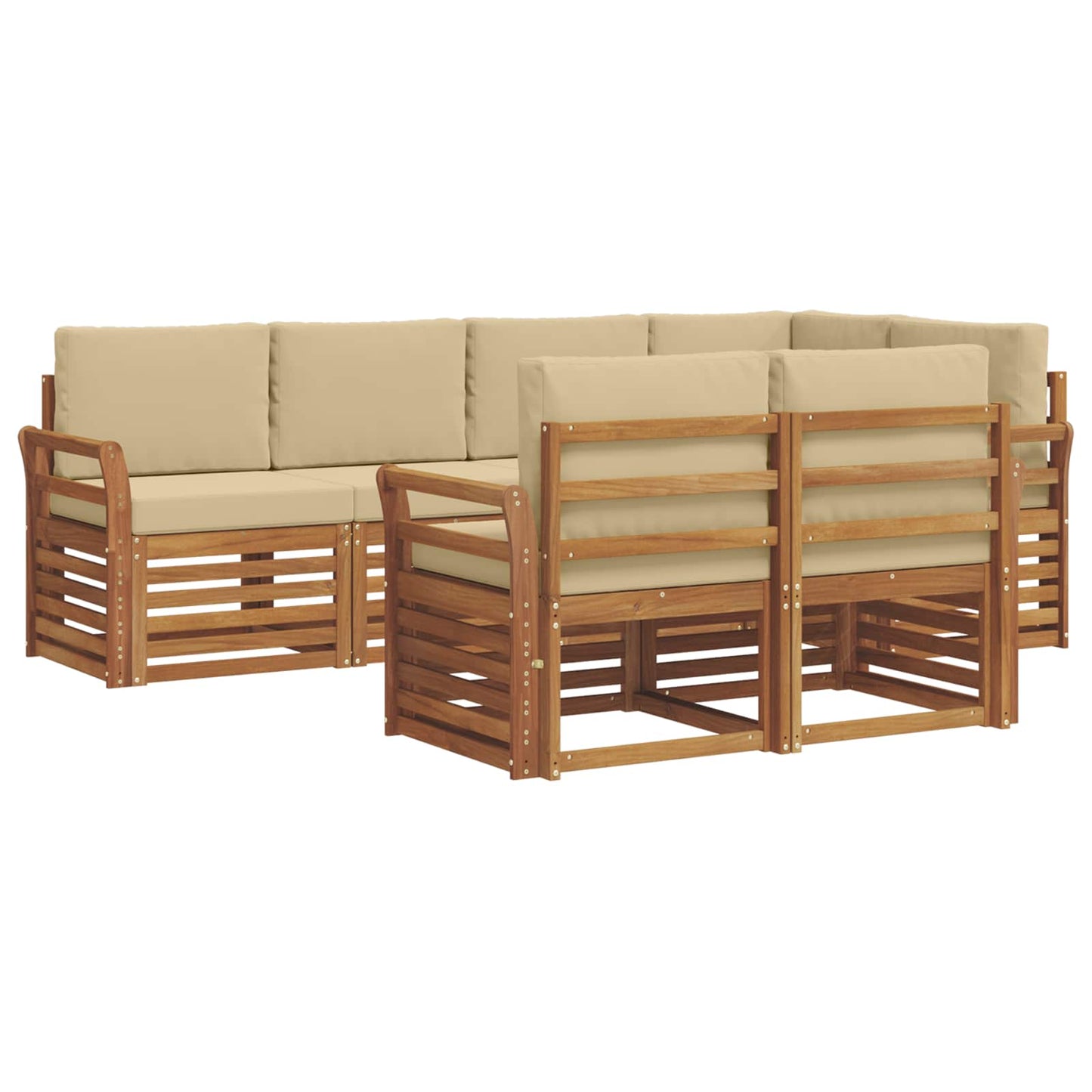 Set divano sezionale con cuscino 7 pcs Naturale e Beige