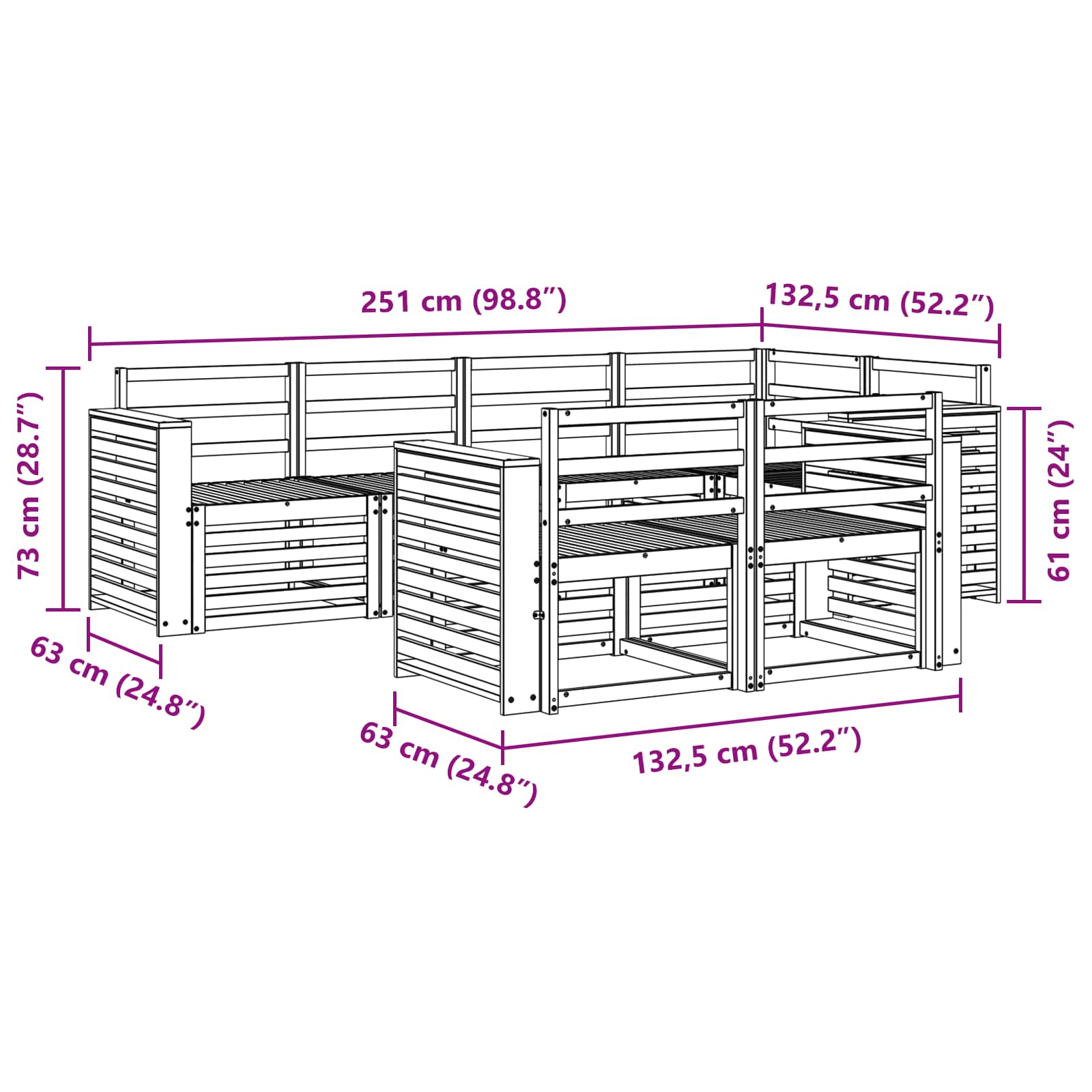 Set divano sezionale 7 pcs Naturale | homemem39