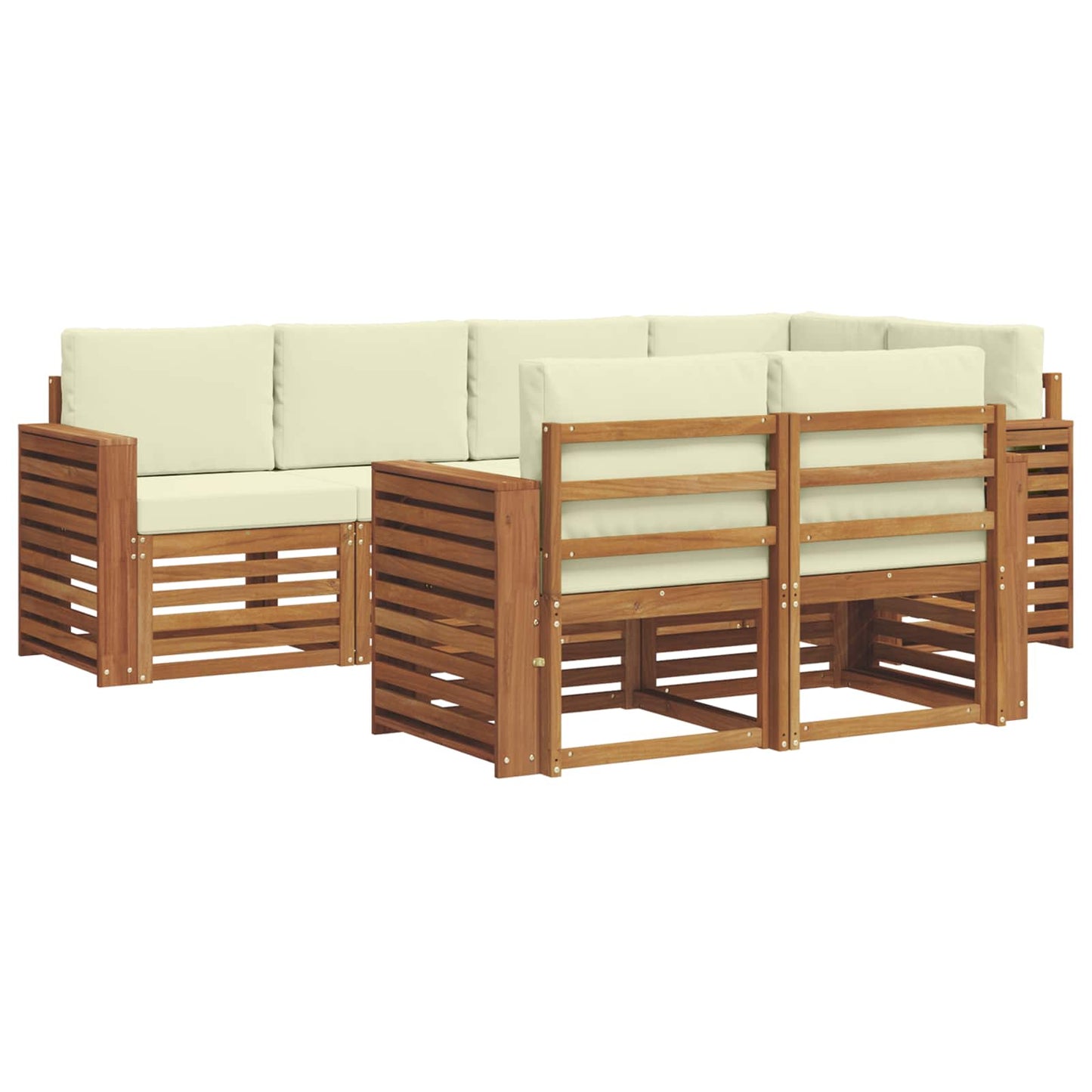 Set divano sezionale con cuscino 7 pcs Naturale e Crema