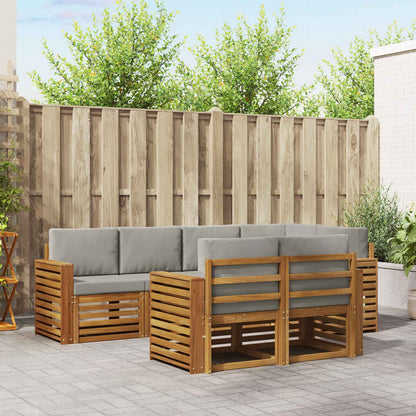 Set divano sezionale con cuscino 7 pcs Grigio Naturale e Chiaro