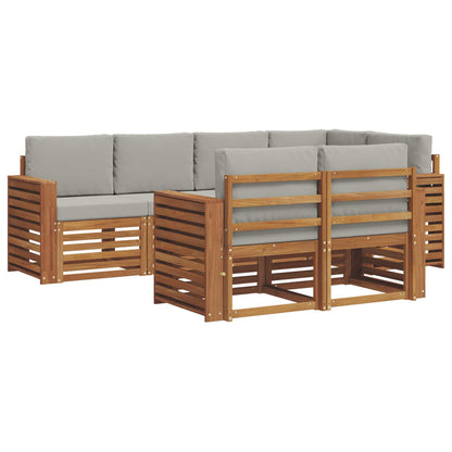 Set divano sezionale con cuscino 7 pcs Grigio Naturale e Chiaro