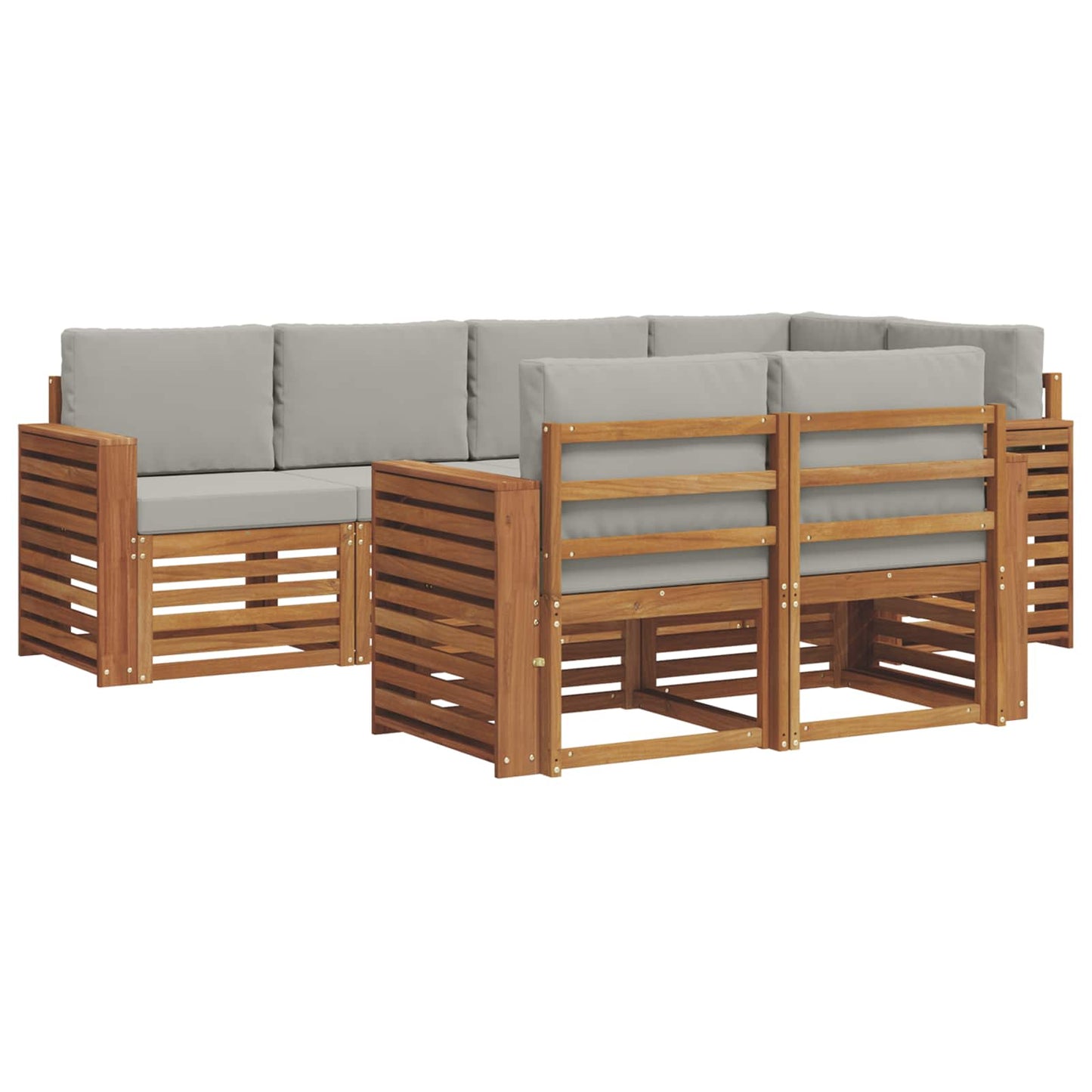 Set divano sezionale con cuscino 7 pcs Grigio Naturale e Chiaro