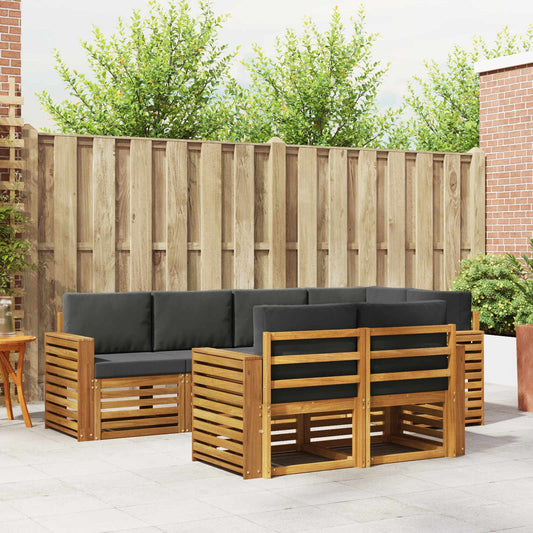 Set divano sezionale con cuscino 7 pcs Naturale e Antracite