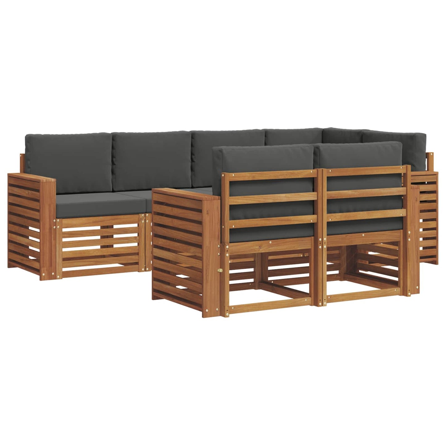 Set divano sezionale con cuscino 7 pcs Naturale e Antracite