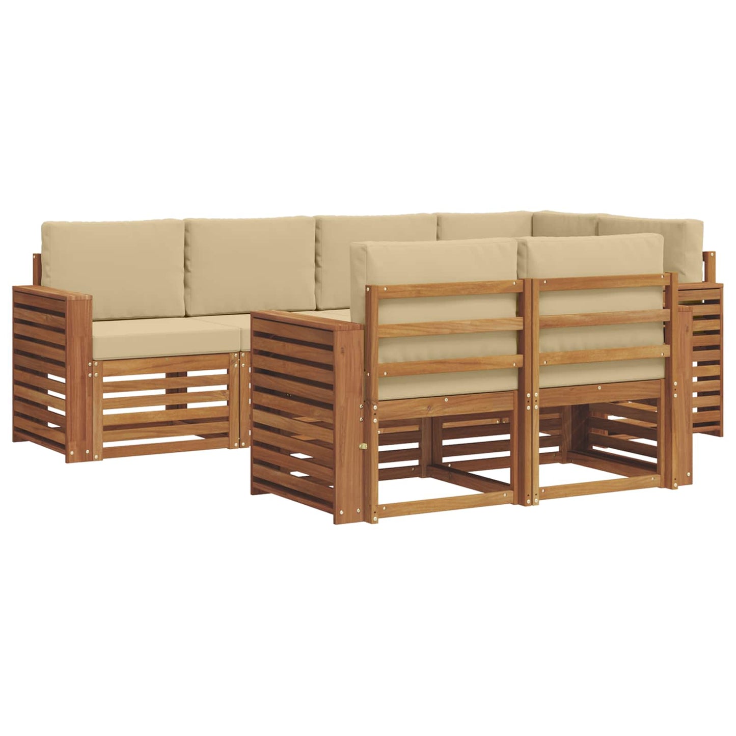 Set divano sezionale con cuscino 7 pcs Naturale e Beige