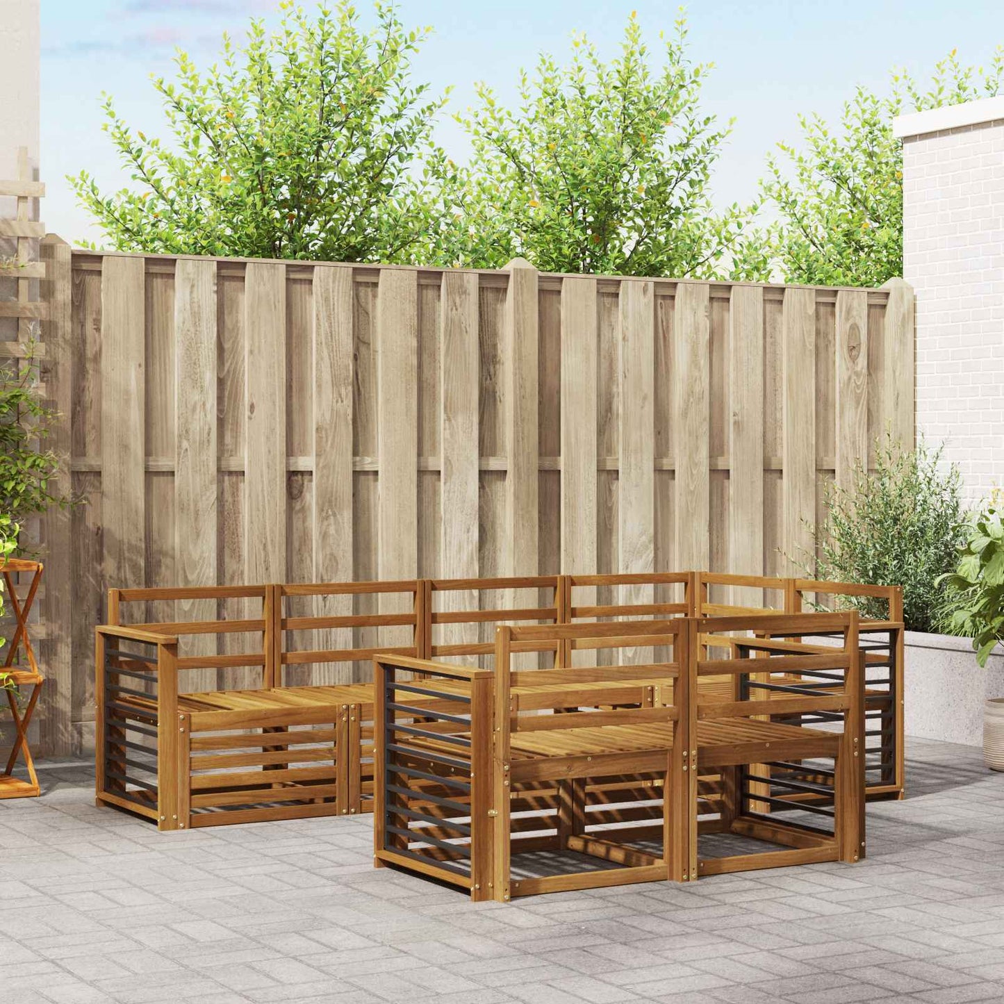 Set divani 7 pcs Naturale Legno di Acacia Massello