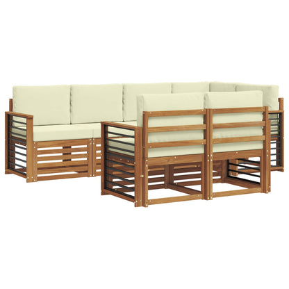 Set divano sezionale con cuscino 7 pcs Naturale e Crema | homemem39