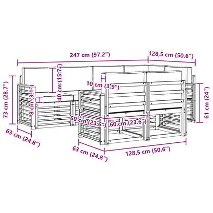 Set divano sezionale con cuscino 7 pcs Naturale e Crema | homemem39