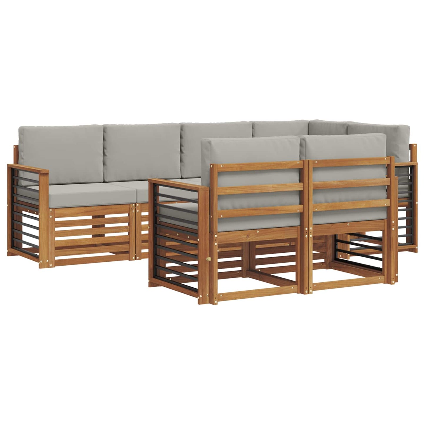 Set divano sezionale con cuscino 7 pcs Grigio Naturale e Chiaro | homemem39