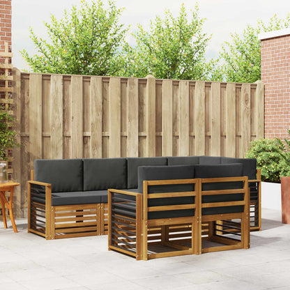 Set divano sezionale con cuscino 7 pcs Naturale e Antracite