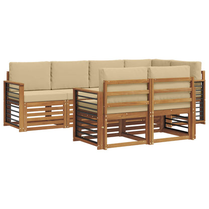 Set divano sezionale con cuscino 7 pcs Naturale e Beige