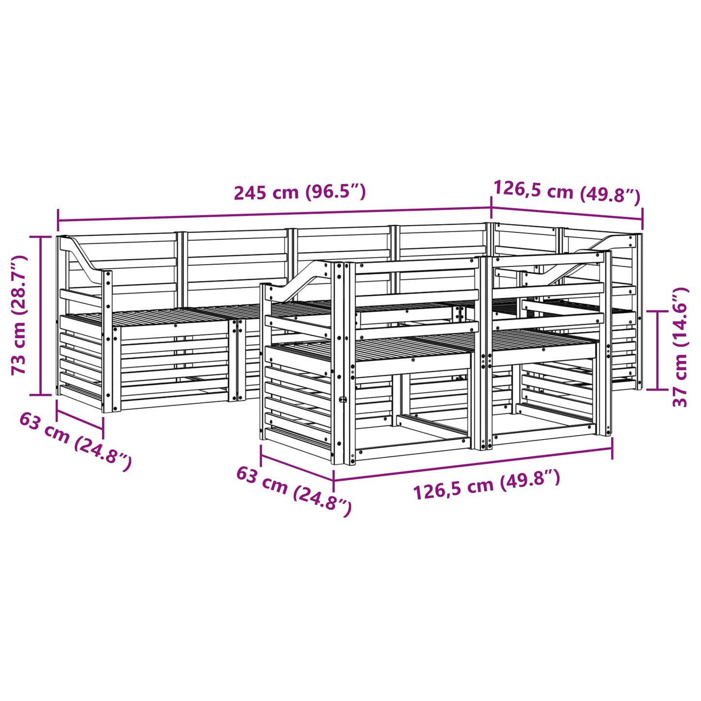 Set divano sezionale 7 pcs Naturale | homemem39