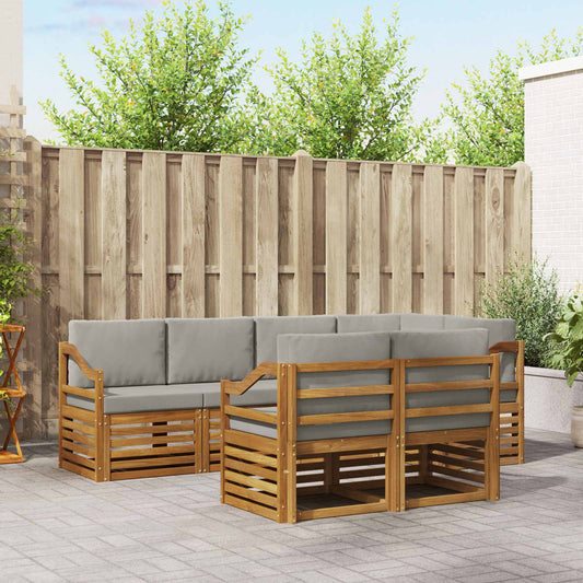 Set divano sezionale con cuscino 7 pcs Grigio Naturale e Chiaro