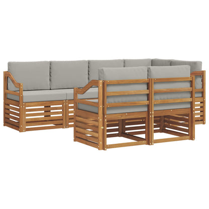Set divano sezionale con cuscino 7 pcs Grigio Naturale e Chiaro