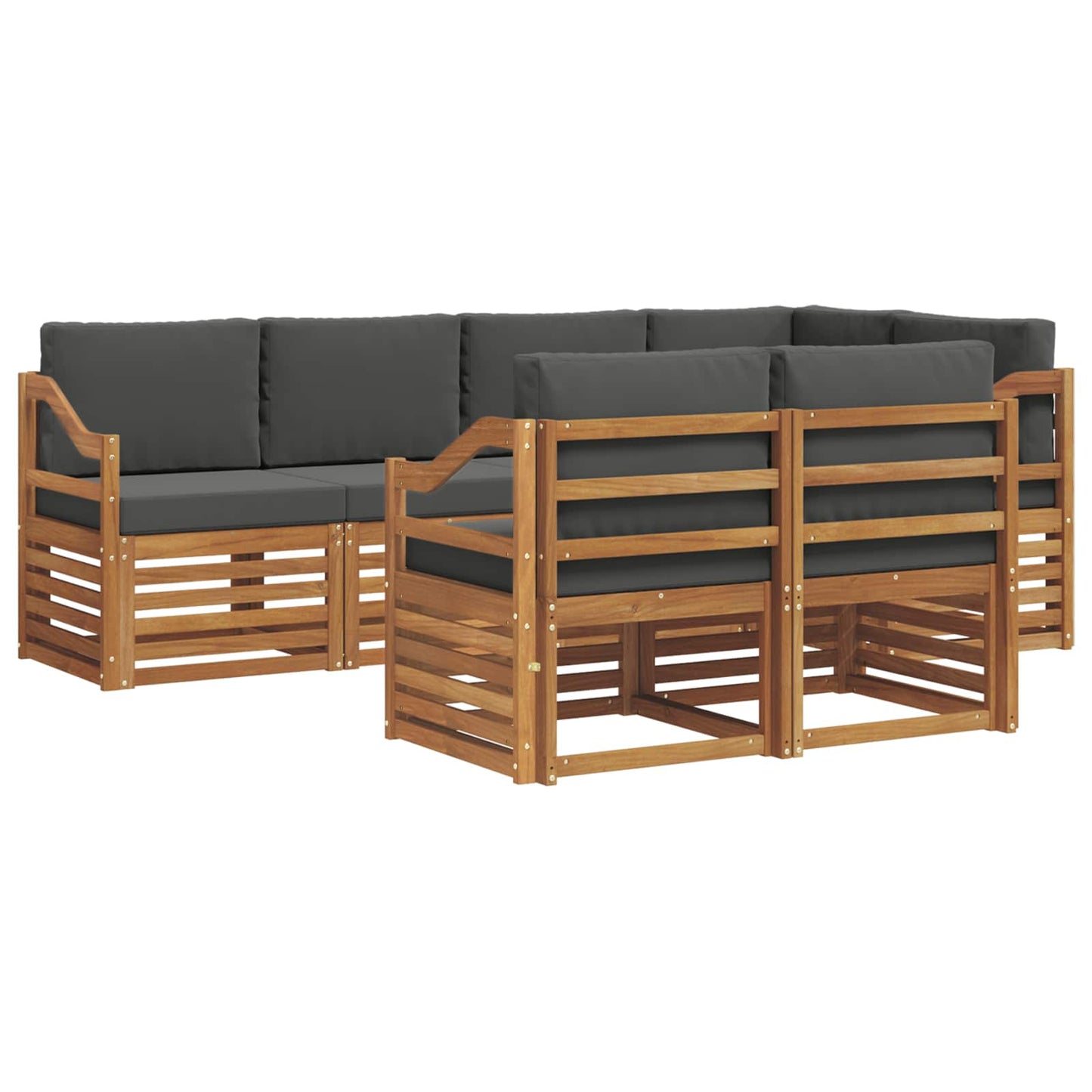 Set divano sezionale con cuscino 7 pcs Naturale e Antracite | homemem39