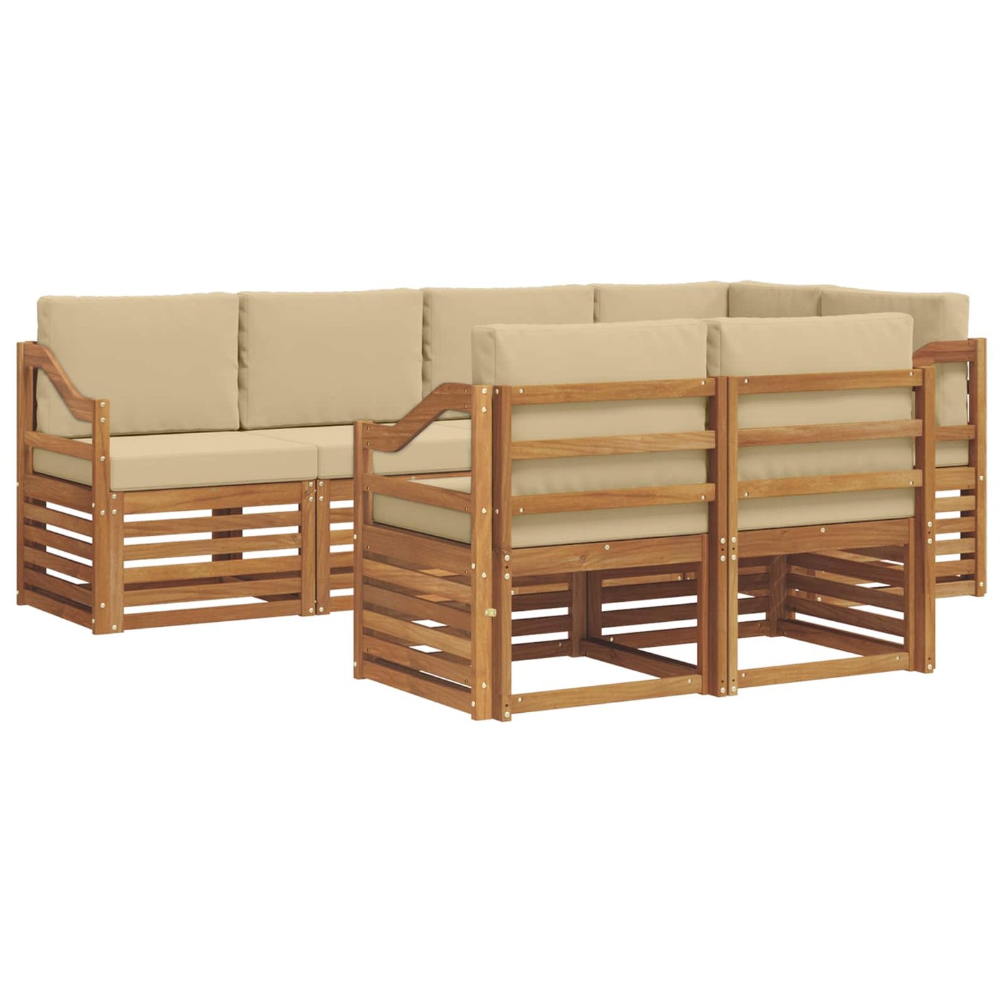 Set divano sezionale con cuscino 7 pcs Naturale e Beige | homemem39
