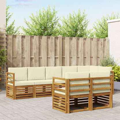 Set divani 8 pcs Naturale e Crema Legno di Acacia Massello