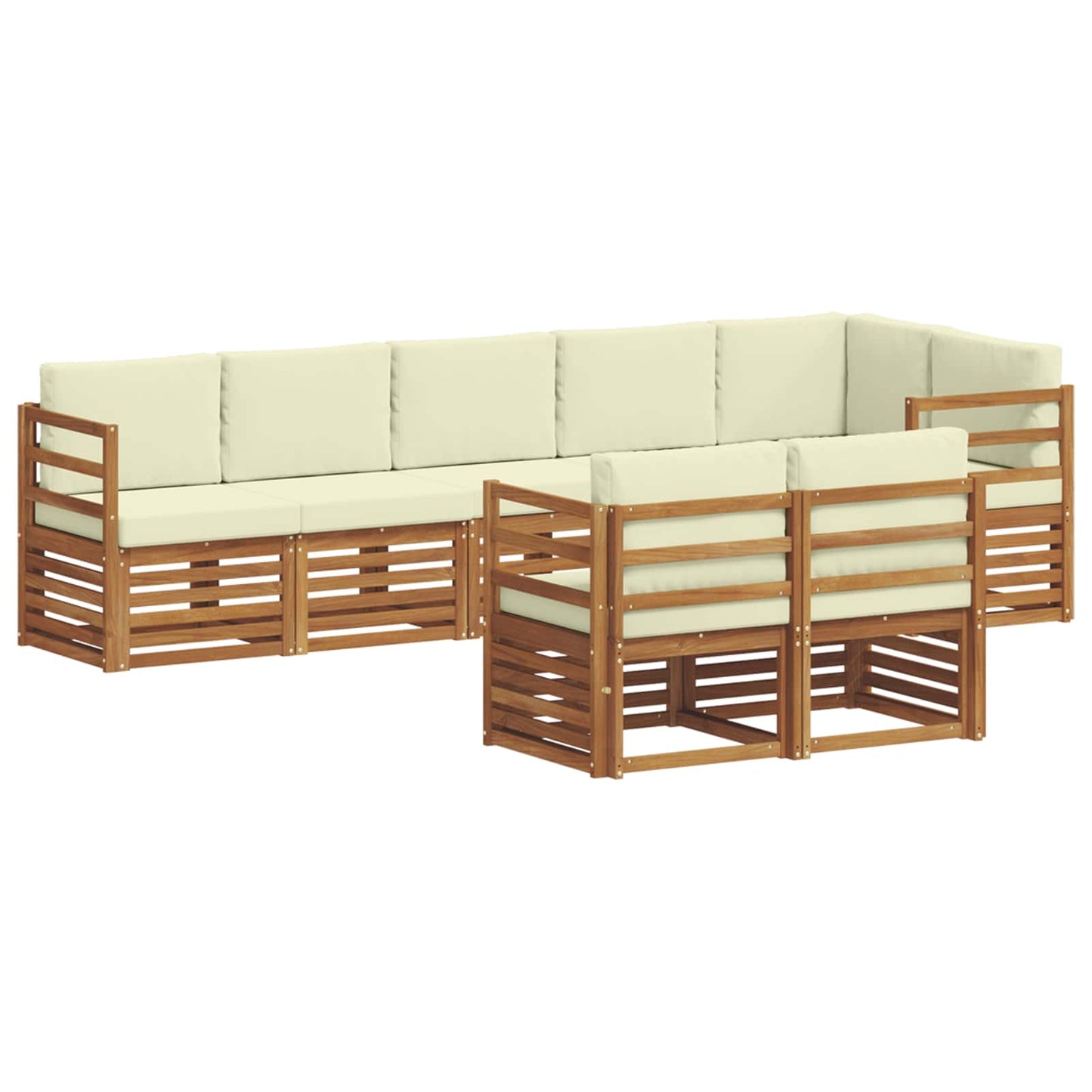 Set divani 8 pcs Naturale e Crema Legno di Acacia Massello | homemem39