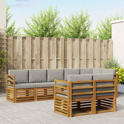 Set divani con cuscino 8 pcs Grigio Naturale e Chiaro