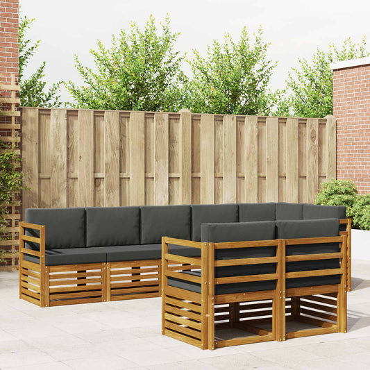 Set divani 8 pcs Naturale e Antracite Legno di Acacia Massello