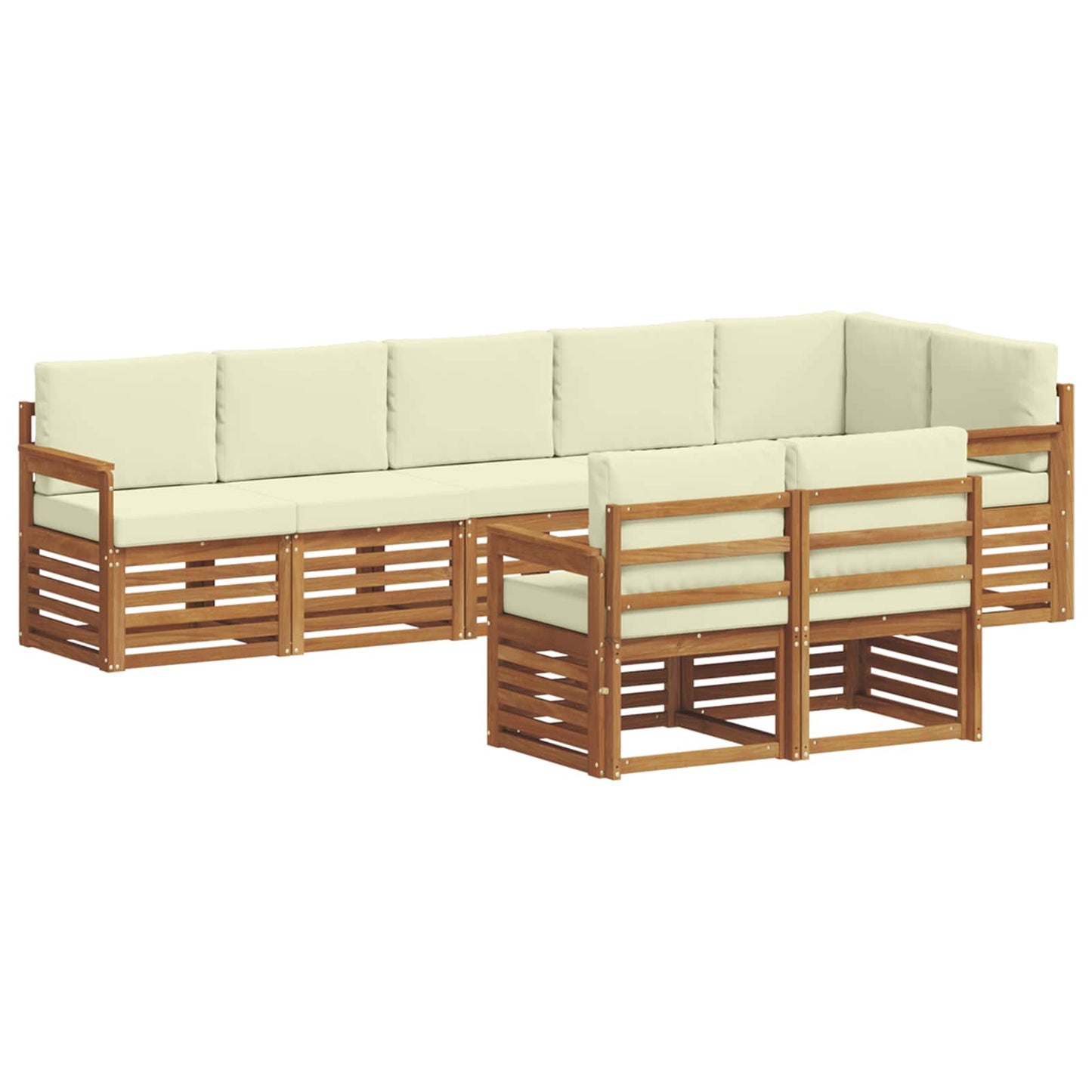 Set divani 8 pcs Naturale e Crema Legno di Acacia Massello