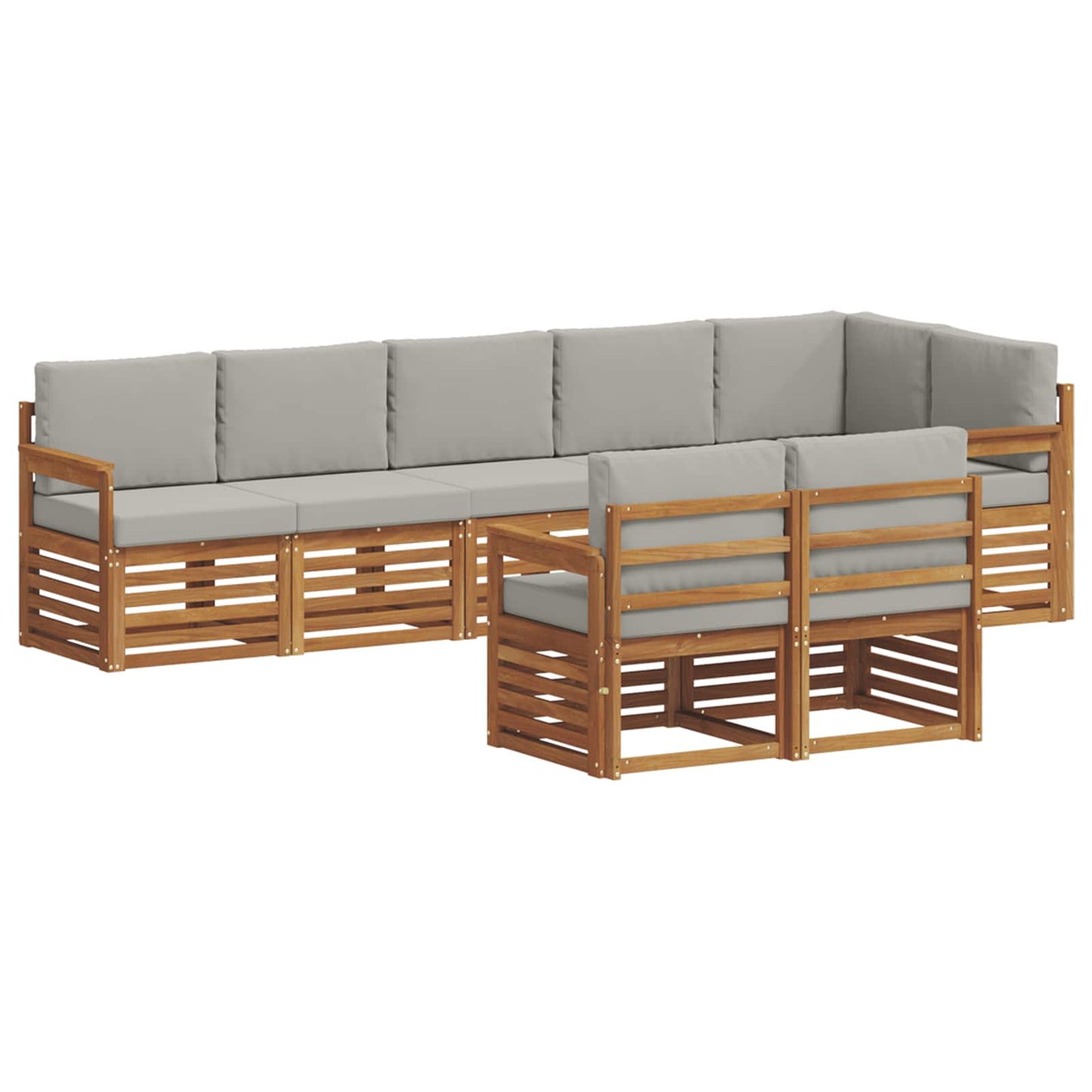 Set divani con cuscino 8 pcs Grigio Naturale e Chiaro