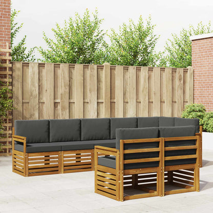 Set divani 8 pcs Naturale e Antracite Legno di Acacia Massello