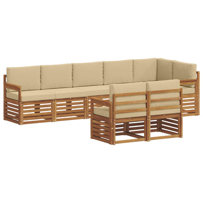 Set divani 8 pcs Naturale e Beige Legno di Acacia Massello | homemem39