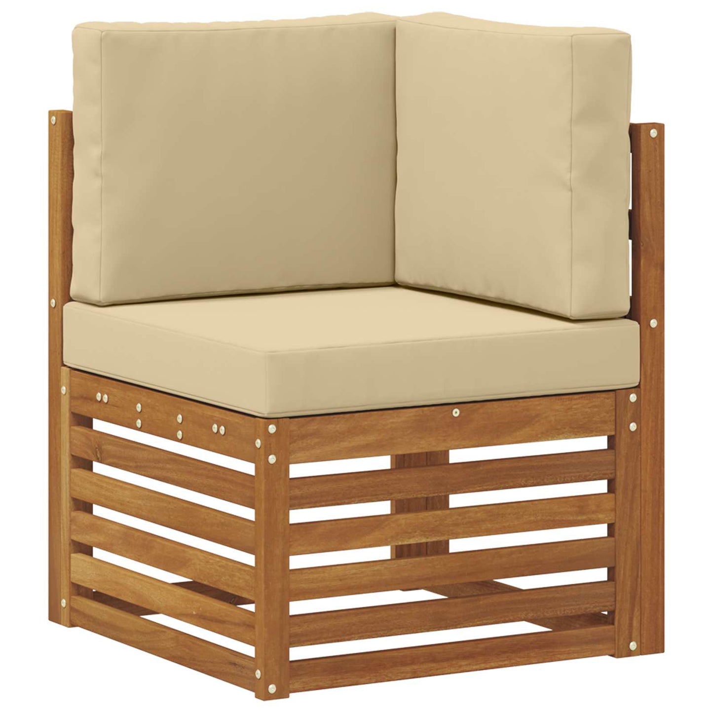 Set divani 8 pcs Naturale e Beige Legno di Acacia Massello | homemem39