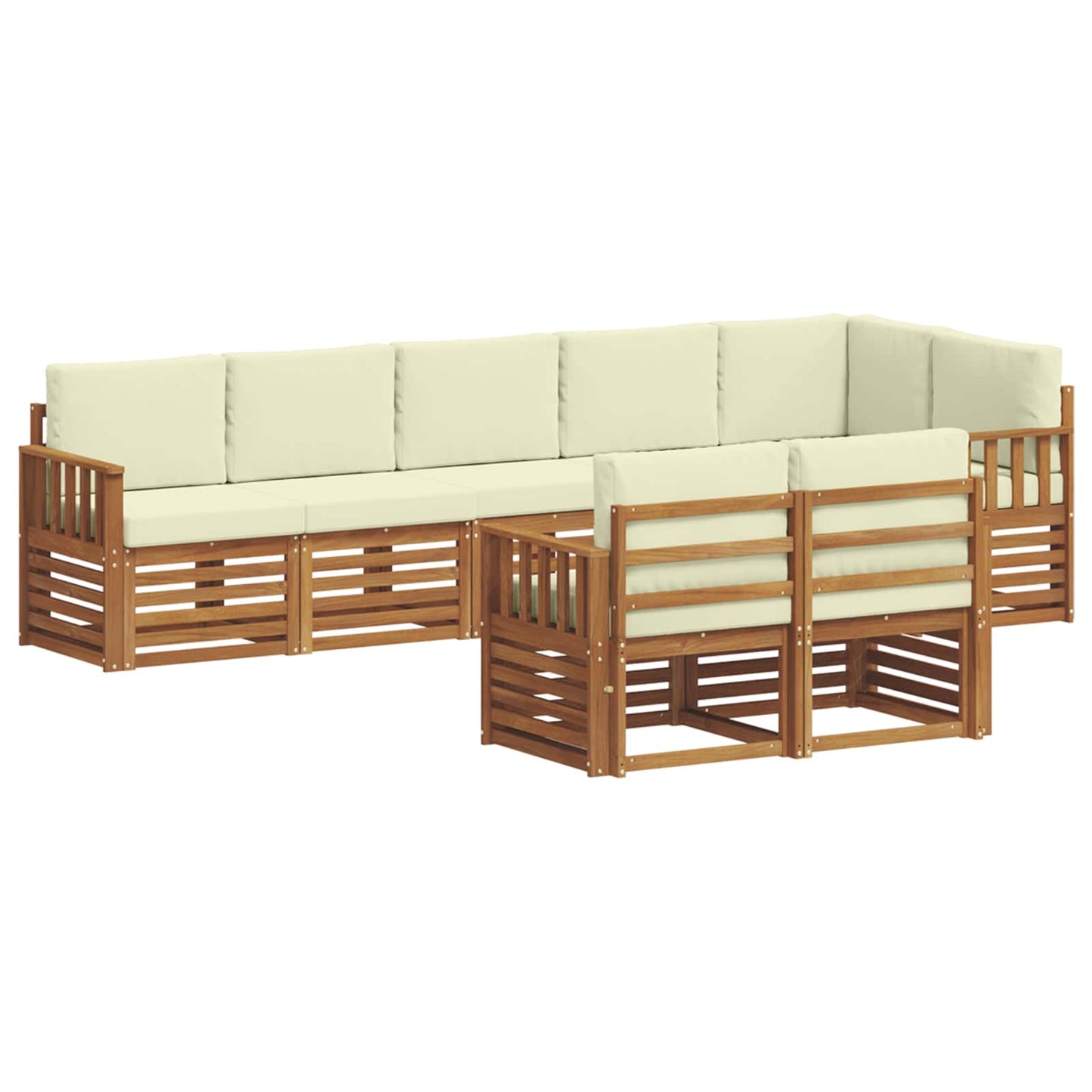 Set divani 8 pcs Naturale e Crema Legno di Acacia Massello