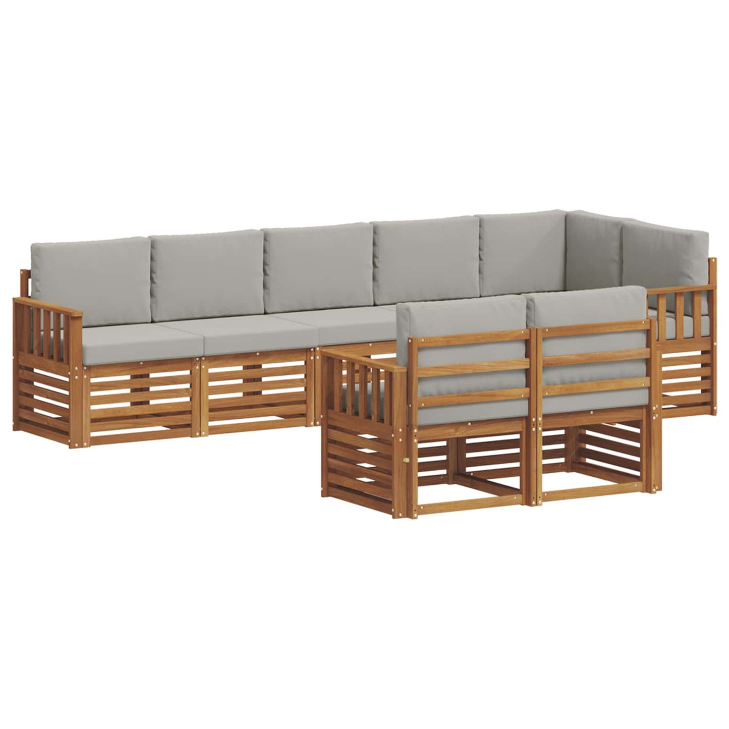 Set divani con cuscino 8 pcs Grigio Naturale e Chiaro | homemem39
