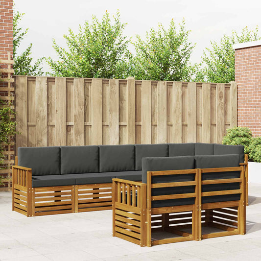 Set divani 8 pcs Naturale e Antracite Legno di Acacia Massello