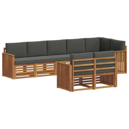 Set divani 8 pcs Naturale e Antracite Legno di Acacia Massello